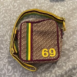 POSTER GIRL Monogram Crossbody with Yellow '69' and Plum Trim